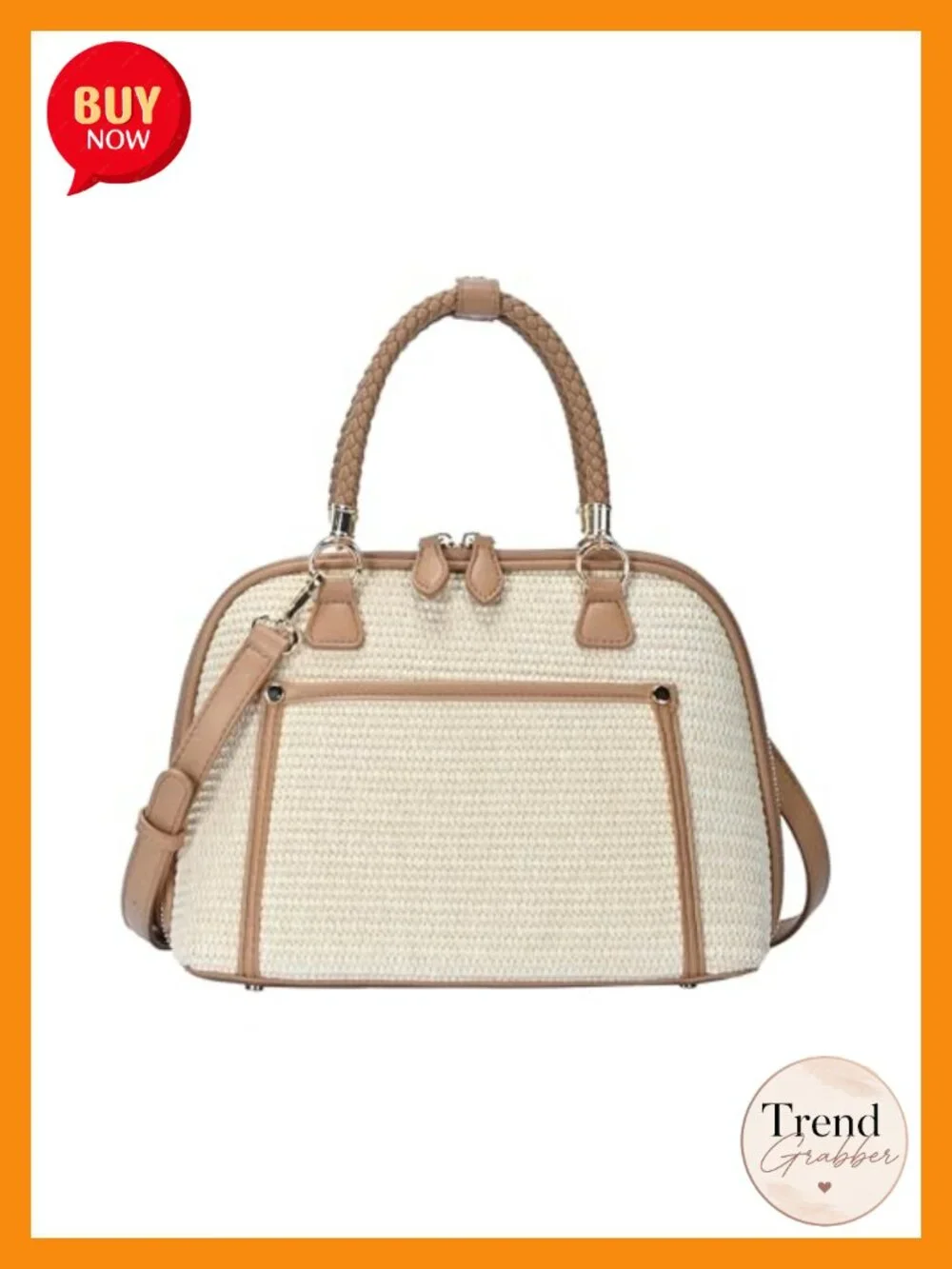 Vegan Leather, Canvas or Straw Satchel Handbag with Crossbody Strap